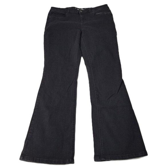 Jeaniologie Womens Bootcut Mid Rise Jeans Size 12 Black Wash Vintage - Picture 1 of 15